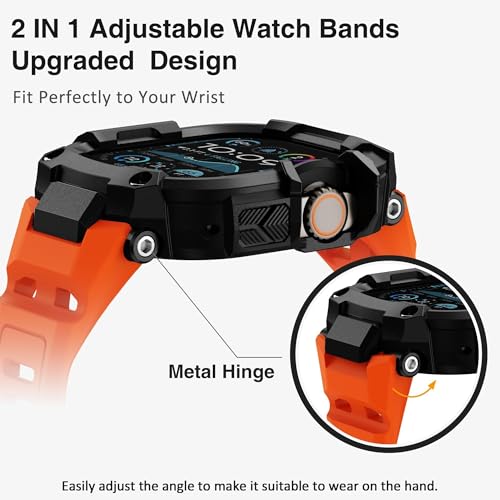 Image of ULTIMAL Rugged Band with Case for Apple Watch 49mm, Military-Grade Shockproof Protective Strap for Men, All-in-One Outdoor Sport Watch Band Compatible with Apple watch Ultra 3 /2 /1 (Orange)