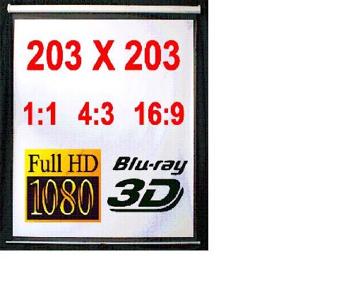 Melko Pantalla enrollable para proyector, estor enrollable, cine en casa, oficina, proyector, 203 x 203 cm, 113,7 pulgadas, ideal para televisores de alta definición