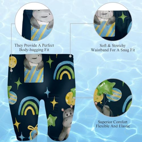 Traje de baño para hombre verde con diseño de arco iris y hipopótamo bañador cómodo 2