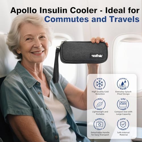 Image of apollo walker Insulin Cooler Travel Case with Ice Packs and Insulation | TSA Approved Includes 2 x 90g ice packs for 9-hour cooling insulin pens & syringes for Diabetics to Carry (Black)
