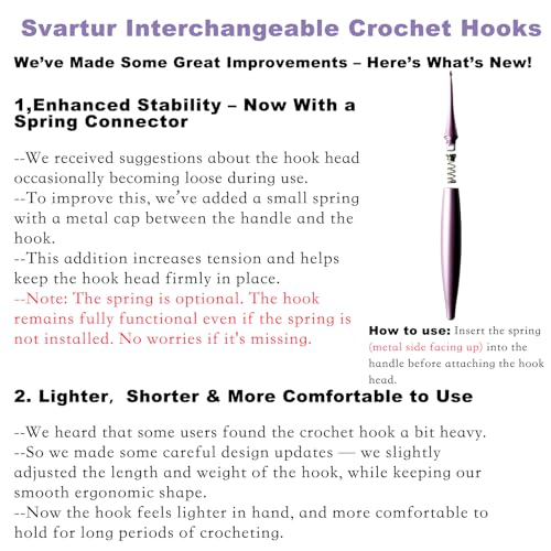 Image of Svartur Interchangeable Crochet Hook Set with 12 Hooks - Ergonomic Crochet Hooks Large Handle, US Sizes E-4 to N-15 (3mm-10mm), Smooth & Lightweight, Crochet Kit with Storage Case, Blue