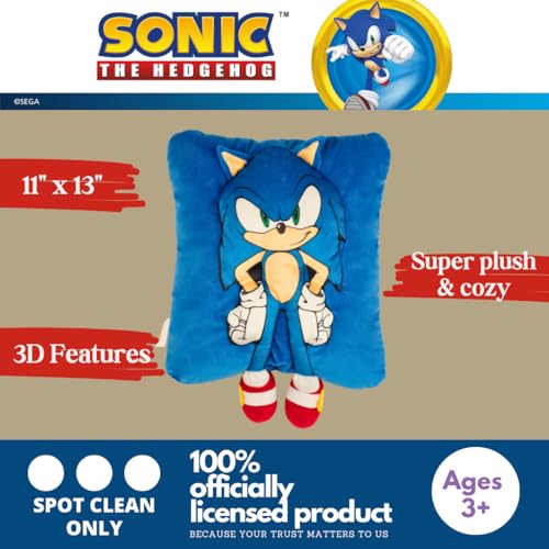 Image of Sonic The Hedgehog Anime Kids Super Plush Cozy Snuggle 3D Pillow (Officially Licensed Product) by Franco