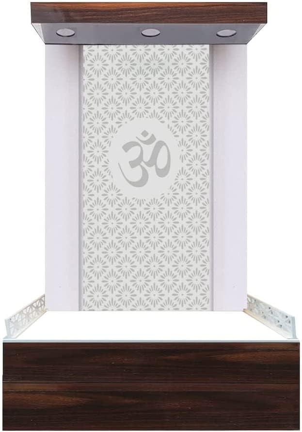 Devyom Wooden Temple White LED Light for Home and Office|Home Temple|Puja Mandir|Wall Hanging & Table Top Home Mandir (60X32X18)