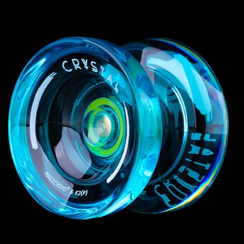 Image of MAGICYOYO Pack of 2 Responisve Yoyos -K2 Beginner Yo-yo for Kids with 2 Yo Yo Gloves, 2 Yo-Yo Bags, 12 Yoyo Strings (Crystal Green+Crystal Purple)