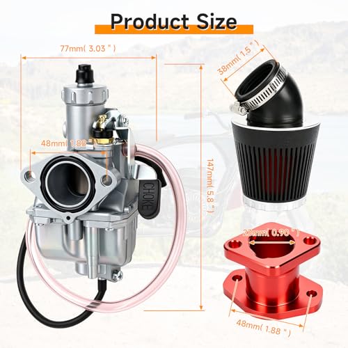 Image of FVRITO VM22 Carburetor Kit Compatible with Predator 212cc 196cc 224cc Coleman CT200U CT200U-EX BT200X Baja MB200 Mini Bike KT196 Go Kart GX160 GX200 Clone Engine Parts with Air Filter Intake Manifold
