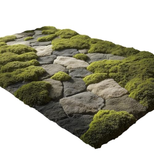 3D Moss Stone Pattern Area Rug for Living Room, Soft