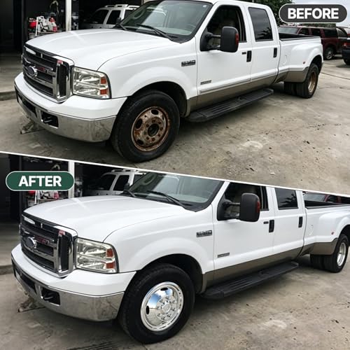 Image of 17 inch 8 Lug Wheel Simulators,Stainless Steel,4pcs Front and Rear Wheel Simulators,Hubcaps with Bolt Kit Fit for 2005-2025 Ford F350 Truck