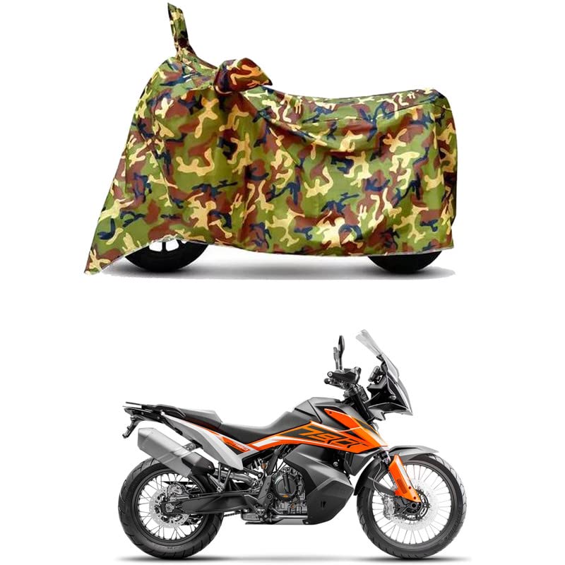 Image of Waterproof 100% PVC Coated Bike Scooty Two Wheeler Body Cover Compatible for KTM 790 Adventure STD /UV-Rays /Heat Protection /Birds Dropping /Scratchproof /Dust Proof [6X6 Jungle Print]