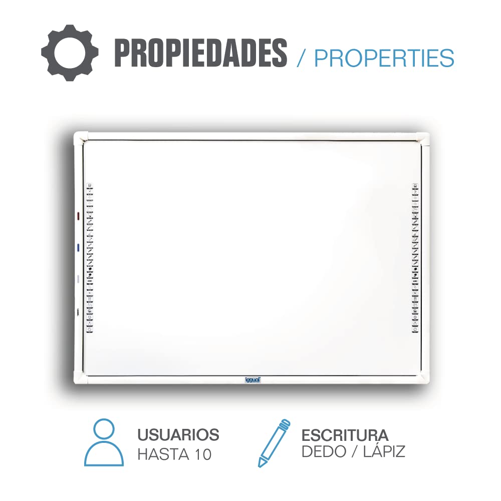 iggual Pizarra Blanca Interactiva IRIS 86” (4:3)- Tecnología Infrarrojos- Pantalla Táctil 10 Puntos de Contacto- Compatible Windows/Mac/Linux- Ideal Empresas y Educación (10 Usuarios Máximo.)