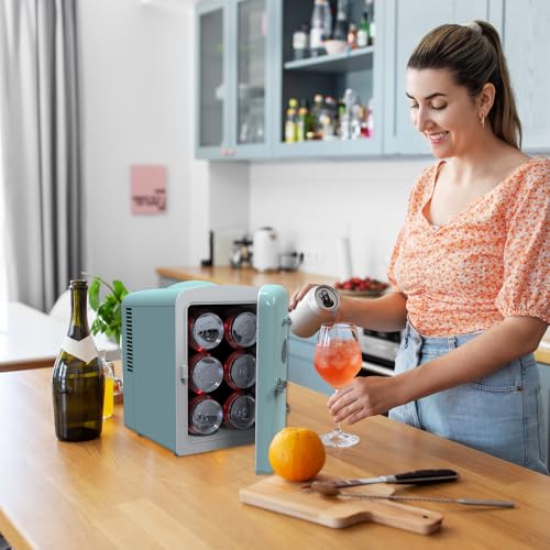 ARCTIC CHEF RMIS129-BLUE Mini Retro 6 Can Beverage Refrigerator-Blue,0.14 cubic feet on Fridge.com