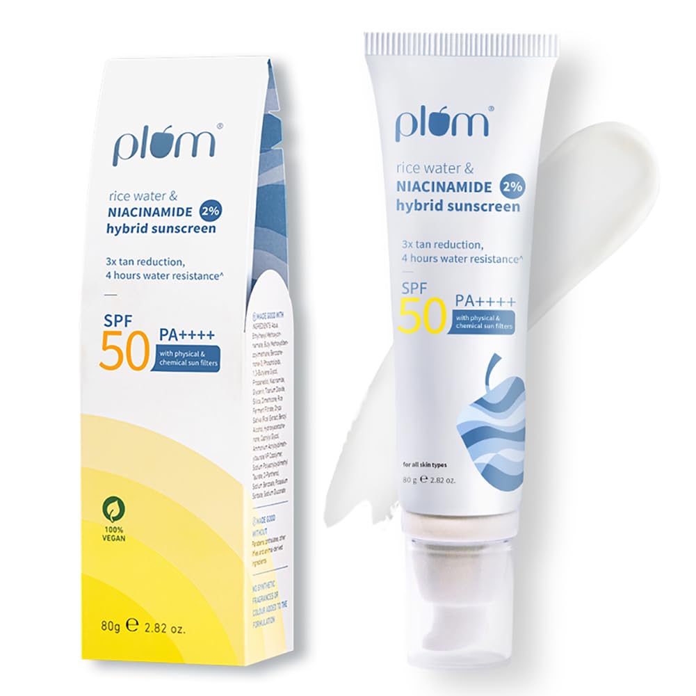 2% Niacinamide Sunscreen SPF 50 PA+++ With Rice Water | 4 Hrs Water Resistance | 3x Tan Reduction & Brightens | No White Cast, Lightweight, Non-Sticky | Dermatologically Tested | Women & Men | 100% Vegan | 80 g