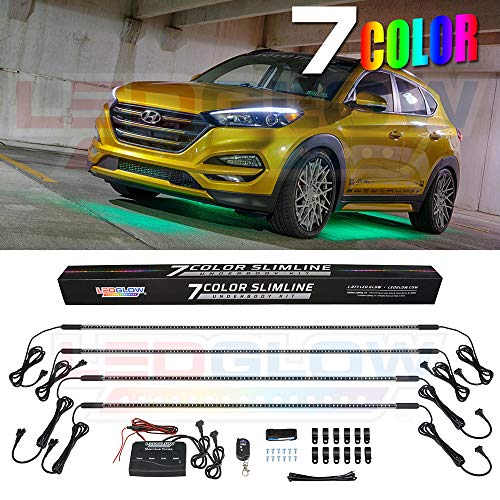 LEDGlow 4pc Multi-Color Slimline LED Underbody Underglow Accent Neon Lighting Kit for Cars