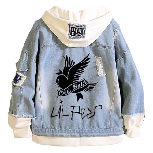 Image of KPOP Rapper Denim Jacket Jeans Love Printed Fashion Sport Hip Hop Hoodie