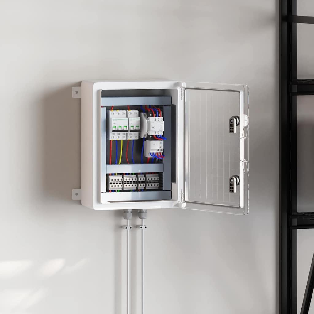 Armario de control de plástico ABS, caja vacía con puerta transparente, distribuidor de pared para interior y exterior, 37 x 19,5 x 40 cm