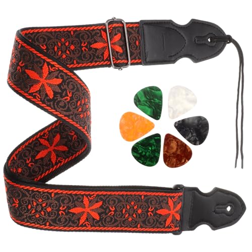 Mikinona Correa Para Guitarra Eléctrica Kit Completo Púas Ajuste Versátil Diseño Floral
