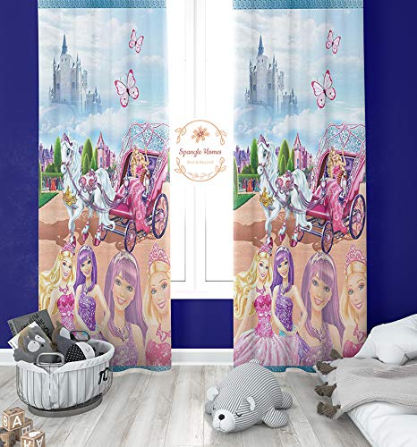 Image of Polyester 3D Digital Printed Beautiful Kids Cartoon Room Curtains | Kids Curtains for Kids Room | Nursery Curtains (Design-Jasmine, 4x7 Ft-Door-2 Pieces)