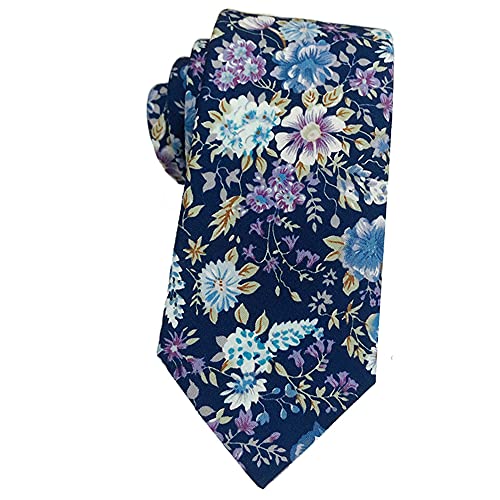 Image of Mantieqingway Men's Cotton Floral Neck Tie 2.56'' Printed Skinny Tie