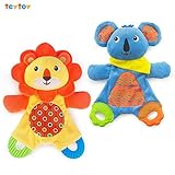 Teething Toy, 2pcs Soft Crinkle Cloth Baby Toys for Toddler