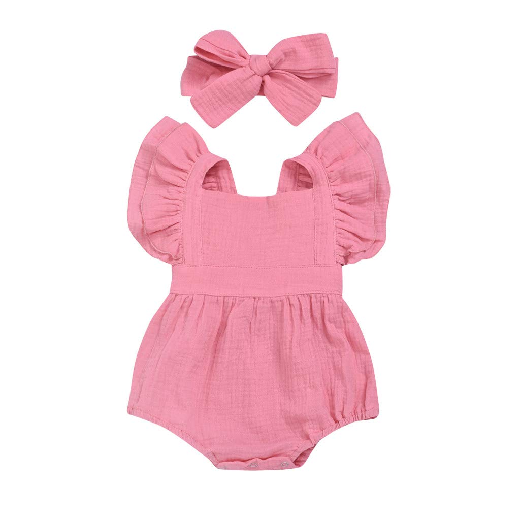 Baby Girl Boy Romper Bodysuit Newborn Infant Baby Girls Ruffle Backless Romper Bodysuit Outfits Clothes v788 Pink
