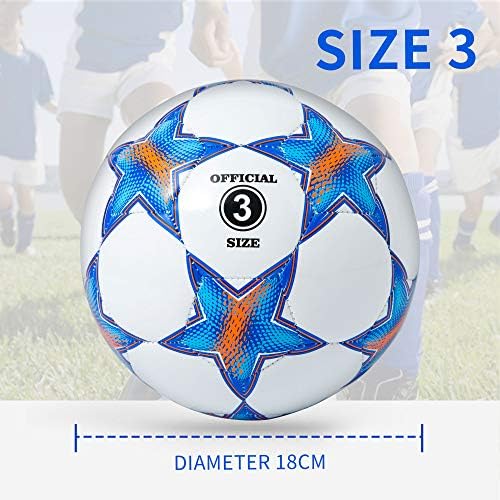 Football Size 3 for Kids, Runleaps Ball Toys with Star Pattern Official Size Soccer Balls for Training, Playing, Boys, Girls, Toddlers Age 3 - 8 ( Blue )