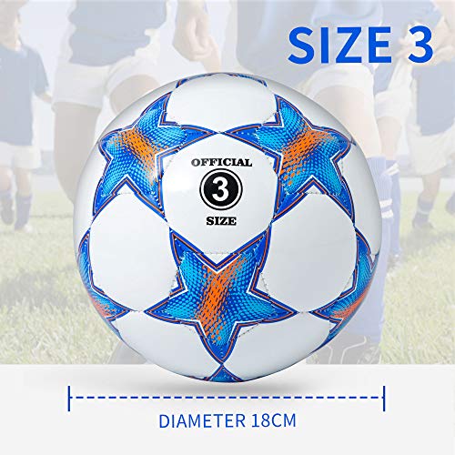 Runleaps Soccer Ball Size 3 For Kids, Ball Toys With Star Pattern Official Size Soccer Balls For Training, Playing, Boys, Girls, Toddlers Age 3-8 (Blue) #TOP3