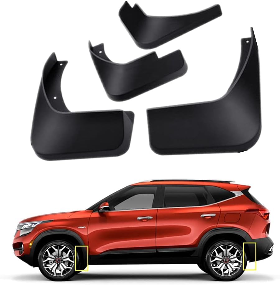 ZhangJW 4 Piezas Guardabarros de Coche para Kia Seltos 2021-2024, Delanteros Traseros Faldillas Antibarro Salpicaduras Protección Accesorios