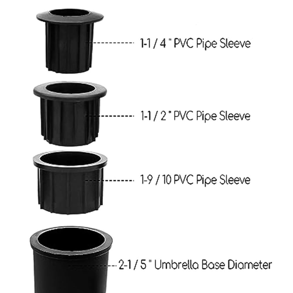 Base per ombrellone resistente in acciaio inox nero per patio, giardino e spiaggia, elegante supporto per ombrellone da esterno con 3 manicotti per una maggiore stabilità e facilità