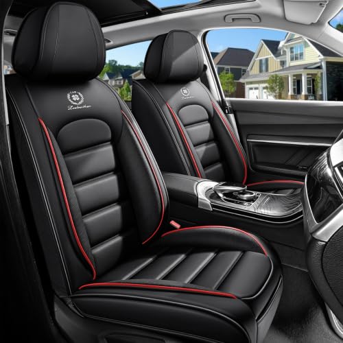Image of Leather Front Seat Covers for Toyota Camry 2015-2026, Black-Red