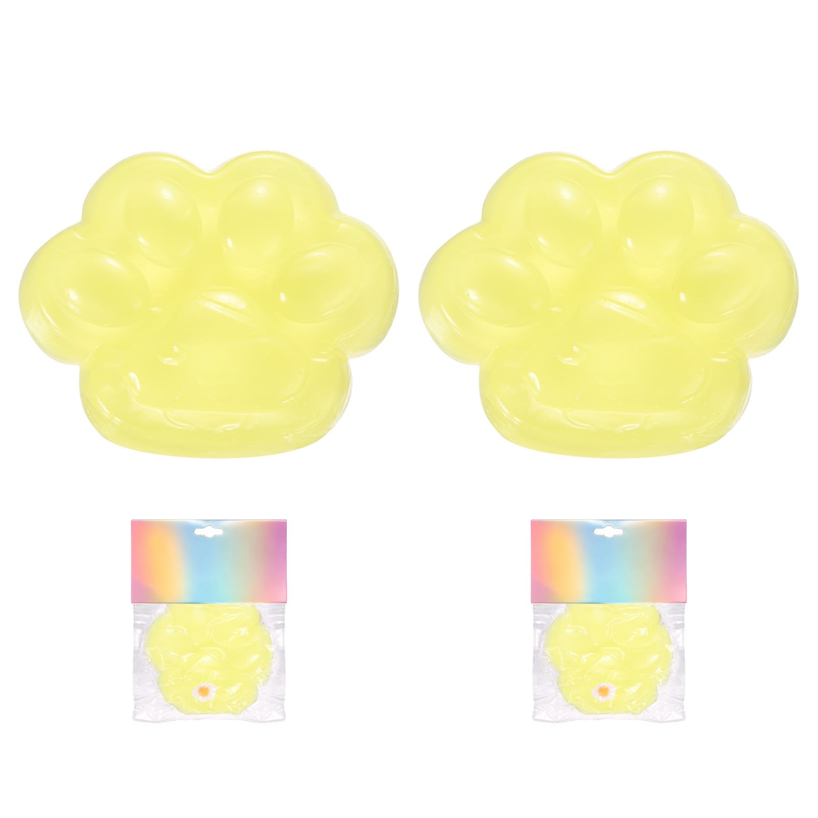 sourcing map 4.7 Inch Cat Paw Squeeze Toy, Cute Cat Paw Sensory Toy Soft Funny Fidget Toy Perfect for Stress Relieving, Party Favors & Birthday Gifts (Light Yellow, 2pcs) — image 1