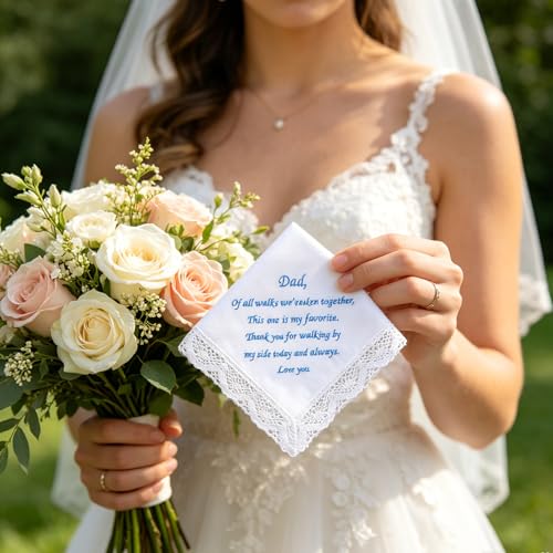 Image of HOULIFE Wedding Handkerchiefs for Bride Something Blue Bride Groom Gift