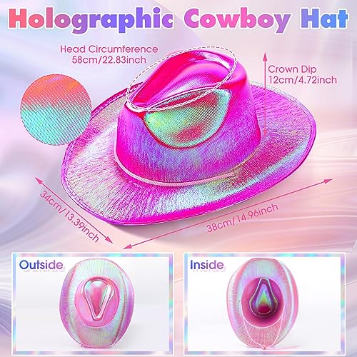 Set 12 Sombreros Cowboy Brillantes Neón para Mujer miniatura 3