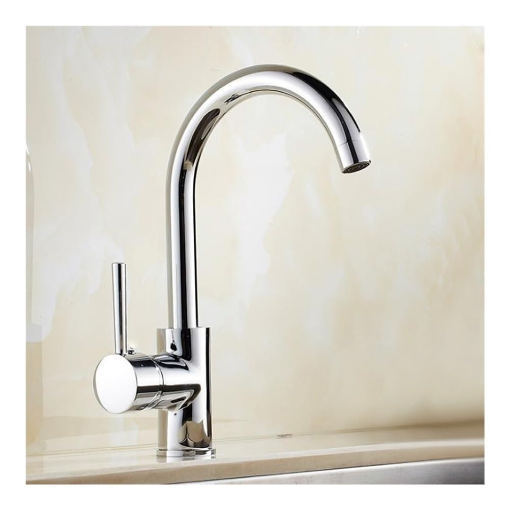 Blyqxs Chrome Kitchen Faucets Black Color Rotating Copper Kitchen Sink Faucet Hot And Cold Water Vegetables Kitchen Mixer Tap Xt-72(Chrome)
