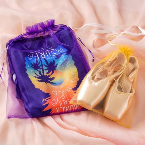 Image of Meowoo 100PCS Organza Bags, 8x12in Small Mesh Bags Drawstring, Mesh Gift Bags Drawstring for Jewelry, Candy, Christmas, Sachets, Festivals, Bathroom Soaps, Makeup Organza, Wrapping Supplies(gold)
