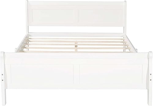 Miniatura 21 de Cama de plataforma de madera con cabecera y estribo, soporte de listones de madera resistente, no requiere somier, montaje simple para niños, niñas,