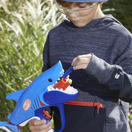 Image of Nerf Junior Wild Sharkfire, Easy Play Dart Blaster, 8 Elite Darts, Blaster Shark Toys for 6 Year Old Boys & Girls, Outdoor Toys