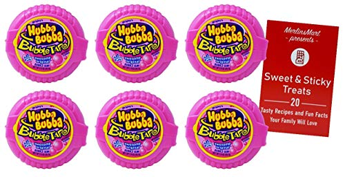 Hubba Bubba Chewing Gum Tape Roll | Original Bubblegum Flavor 6 Pack (2 Ounces) | Plus Recipe Booklet Bundle