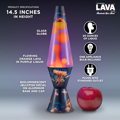 Image of Lava The Original Lamp - 14.5 inch Luminous Jelly Fish - Classic Liquid Motion Lamp - Yellow Wax and Purple Liquid - Item #2424 (Amazon Exclusive)
