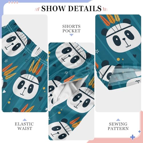 Ethnic Panda Love Boys Long Pants Soft Trousers Elastic Waist Kids Lounge Bottoms with Pockets S-XL4