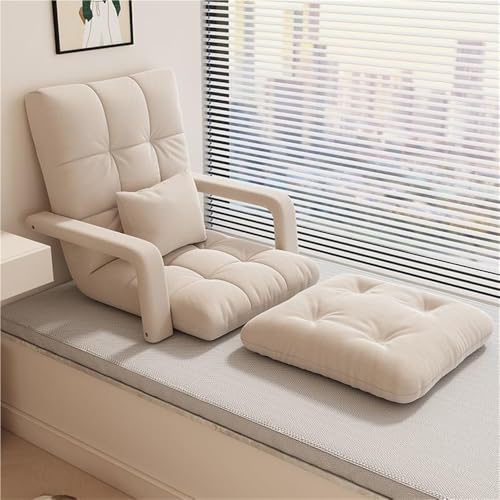 Silla de sofá ajustable con reposabrazos, cama convertible y chaise lounge para sala de estar, cómoda y duradera (caqui)
