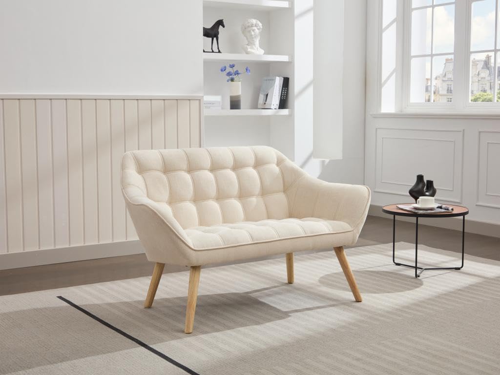 Vente-unique - Canapé 2 Places en Tissu Beige Caserta