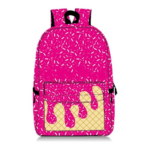 Ice Cream Backpack Shoulder Backpacks, Large Capacity Ice Cream Backpack， Women Men Daily Use Travel Hiking Camping (Rose red)