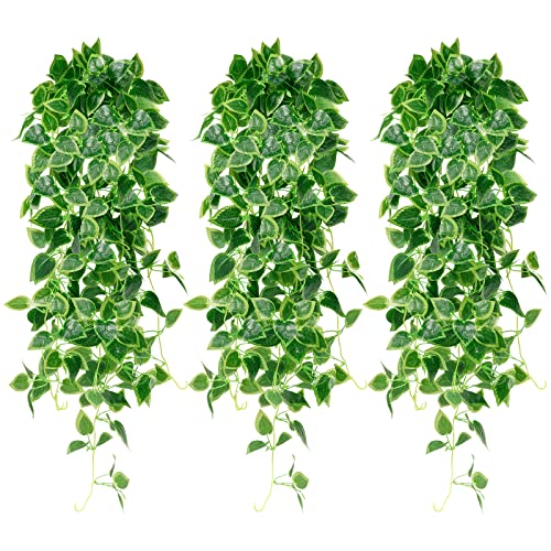Betylifoy 3pcs Plantes Suspendues Artificielles 110cm Long Plante Suspendue Artificielle Décor De Mariage Faux Ivy Vigne pour Mur Maison Chambre Intérieur Extérieur Décoration (Feuille de Pomme) Cover