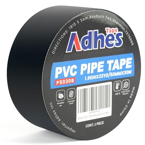 ADHES 6mil PVC Pipe Tape 2inch x 33yd Heavy Duty Waterproof Adhesive Tape for Plumbing Sealing and Pipe Repair