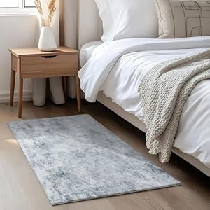 Tinyboy-hbq Alfombras Salon Grande Alfombras de habitacion Moderna 9mm Espesores Pelo Corto Multicolor para Salón,Dormitorio,Felpudo Entrada Casa,Abstracto Gris Blanco/Multi,60x120cm