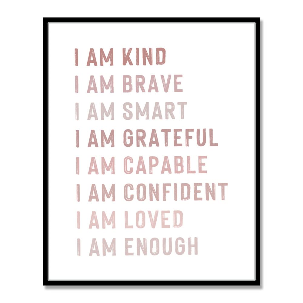 Positive Affirmations for Kids Boho Wall Art Girls Bedroom or Playroom Print I Am Kind Smart Loved Poster