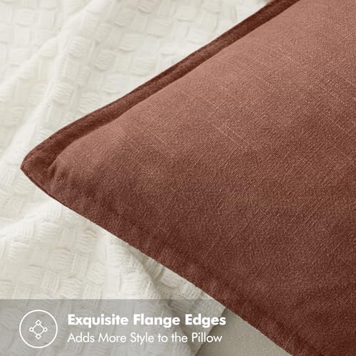 Image of MIULEE Decorative Linen Pillow Covers 20x20 Inch Autumn Glaze Boho Farmhouse Neutral Couch Throw Pillows for Bed Pack of 2 Accent Modern Pillowcase Sofa Livingroom Home Decor