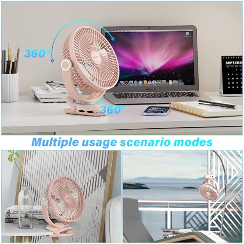 Image of 12000mAh Clip on Fan 30H Longest Runtime, 8in Portable Fan Rechargeable, Ultra Quiet with Heavy-Duty Clamp, USB Desk Fans for Golf Cart,Office Desk, Treadmill, Camping, Bedroom