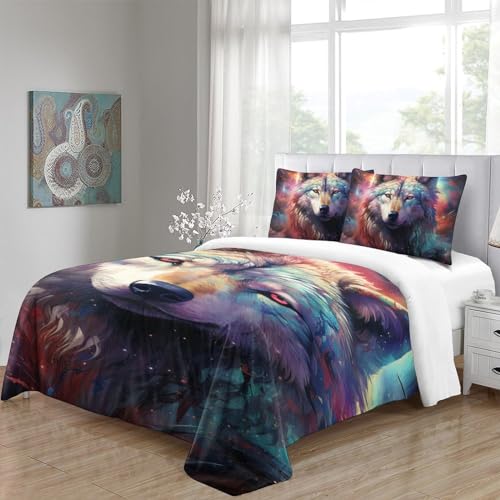 Parure loup 3D microfibre de qualité supérieure pour lit une place - 5