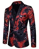 Slim Fit Herren Bunter Sakko Muster Casual Blazer Jacke Hochzeit Classic Party Slim Fit Hochzeit Smoking Nner High End Floral Bedruckt Vintag Anzugjacken Langarm Jungs