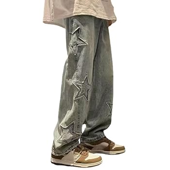 Y2K Baggy Jeans Damskie Fairycore Emo Denim Spodnie Star